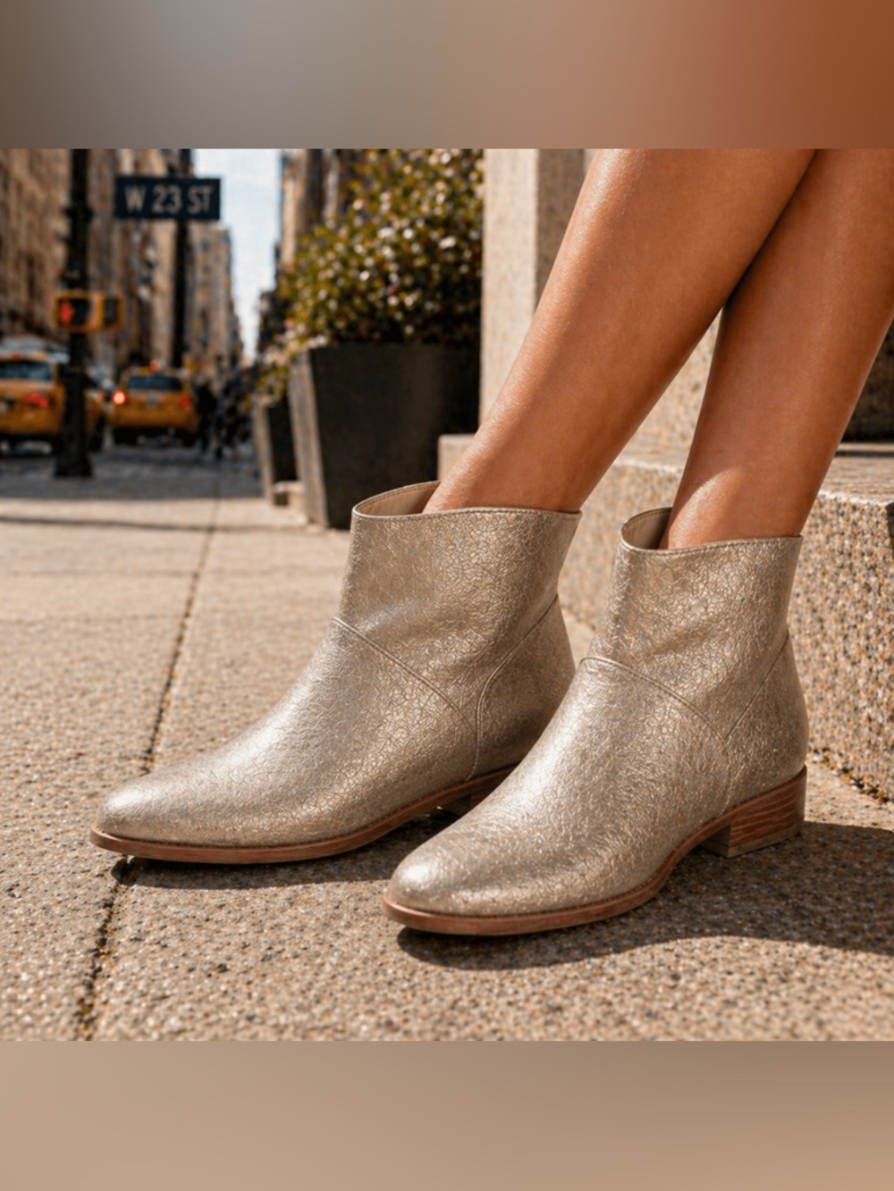 Isola Gold Metallic Ankle Booties ✨ Luxe Neutral Chic Low Heel Everyday Boots